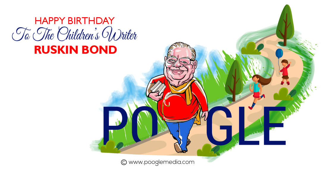 Happy Birthday Doodle to Ruskin Bond - India's beloved children's author   !
